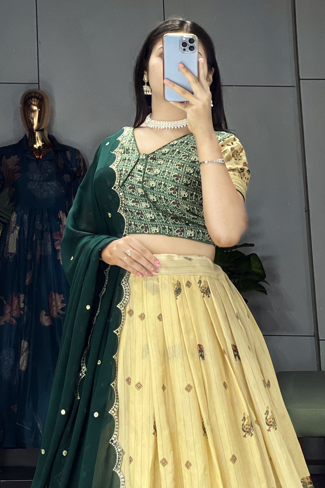 Velcrone Silk Kalamkari Premium Lehenga Set