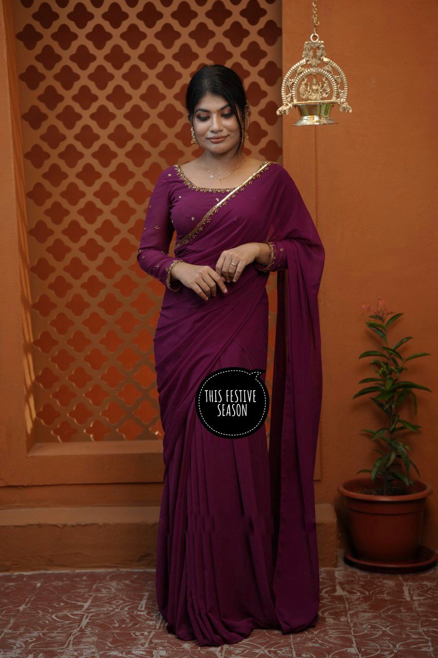 Premium Faux Georgette 3-in-1 Designer Lehenga Koti Dupatta Set With Embroidery Work | Festive Collection