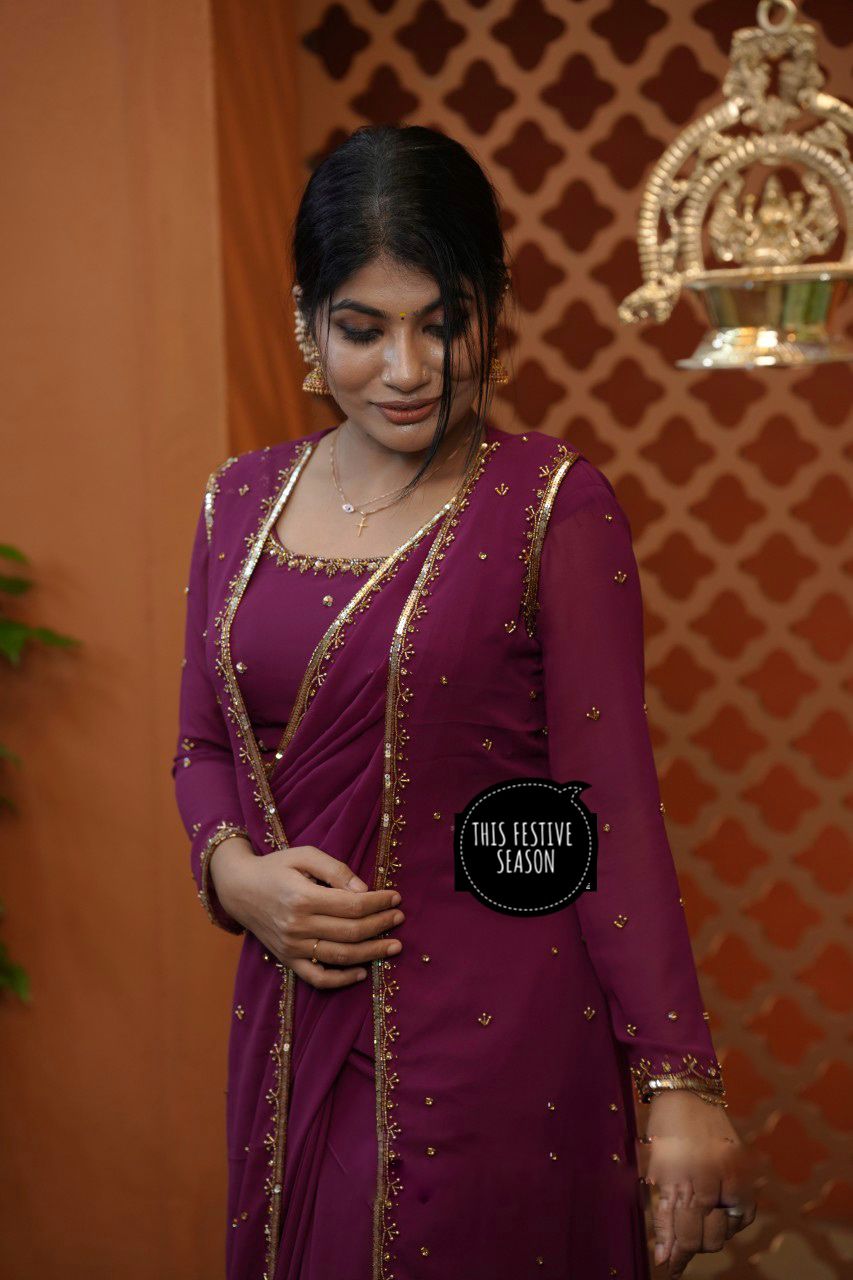 Premium Faux Georgette 3-in-1 Designer Lehenga Koti Dupatta Set With Embroidery Work | Festive Collection