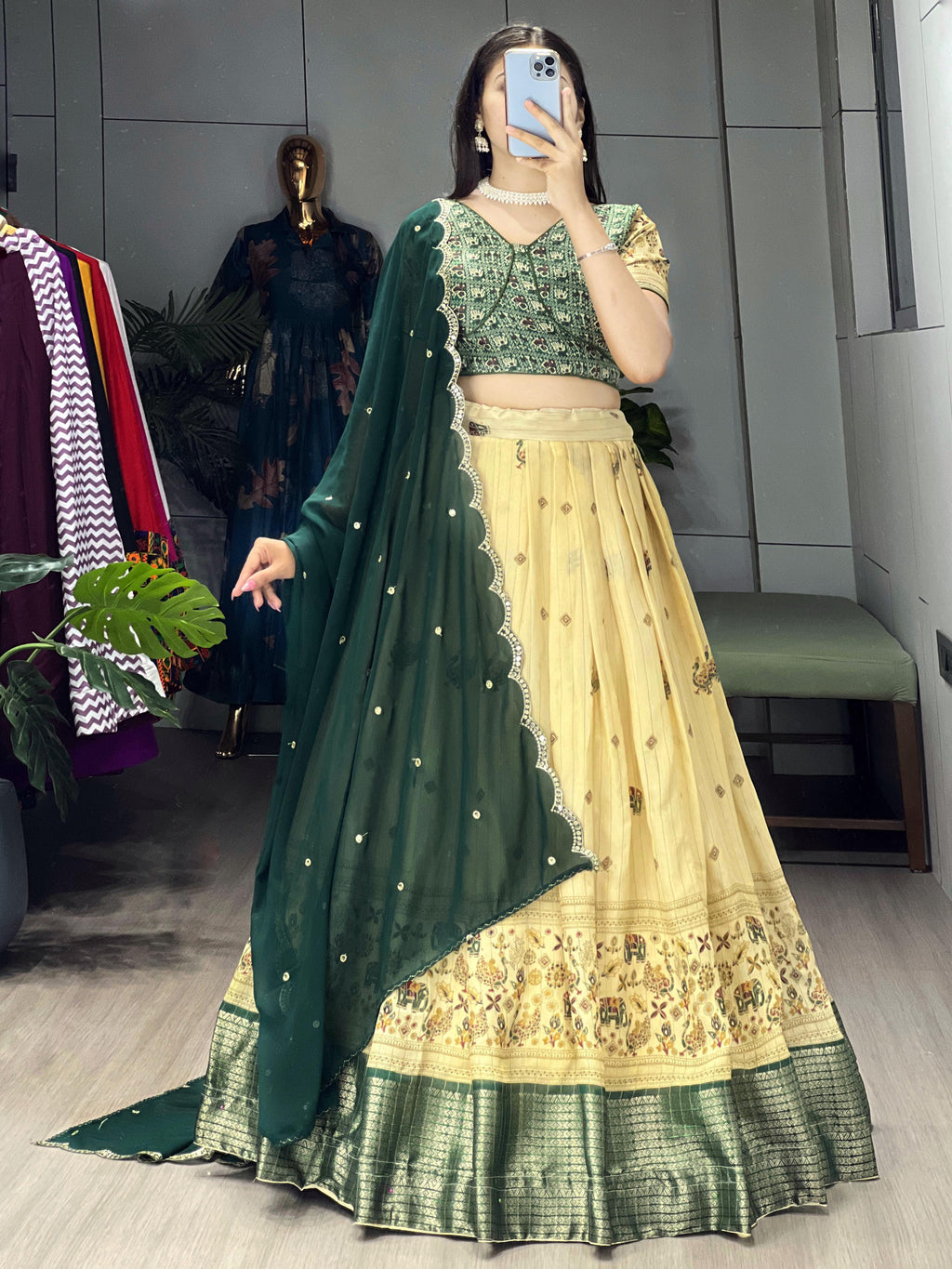 Velcrone Silk Kalamkari Premium Lehenga Set