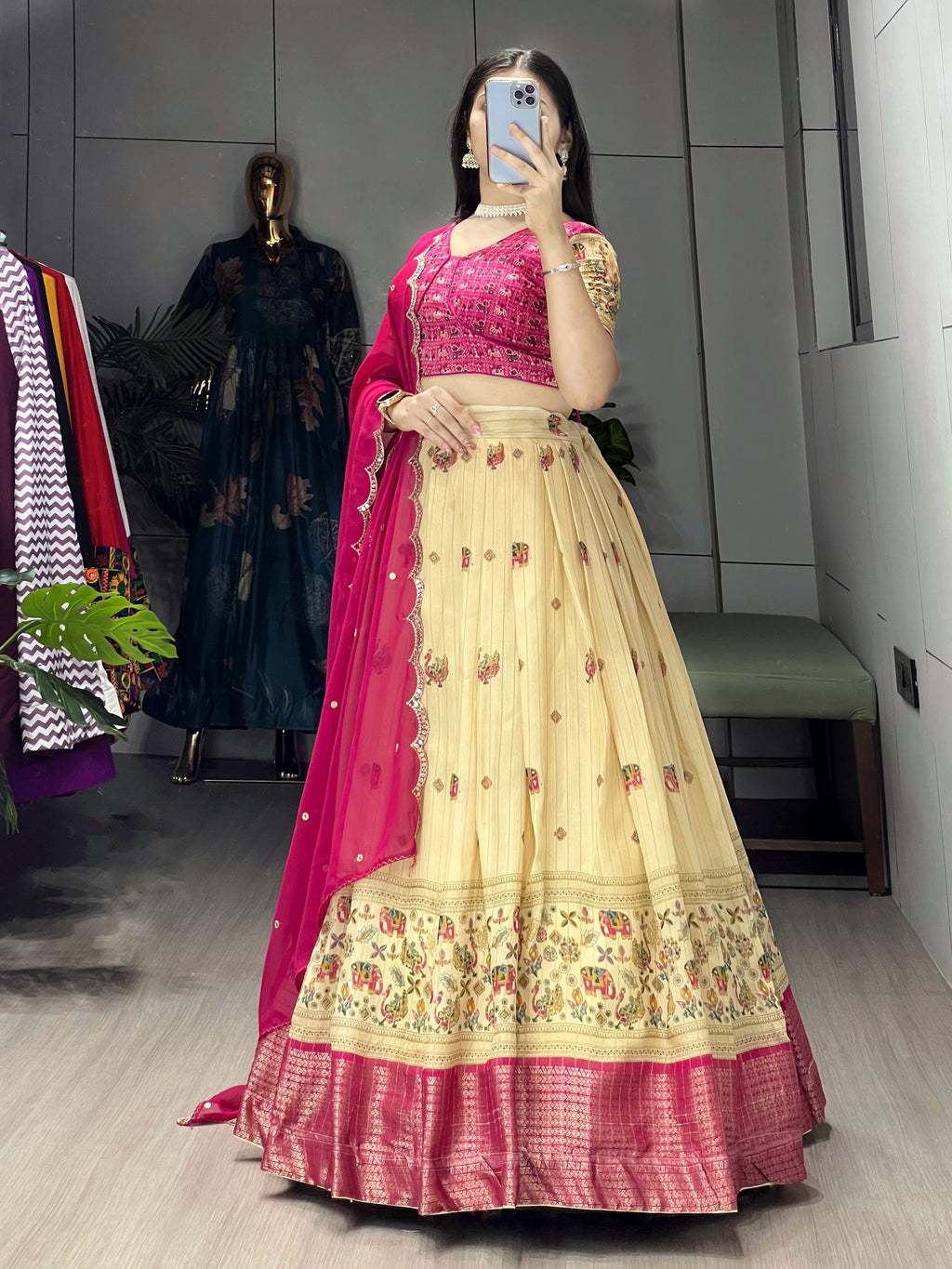 Velcrone Silk Kalamkari Premium Lehenga Set