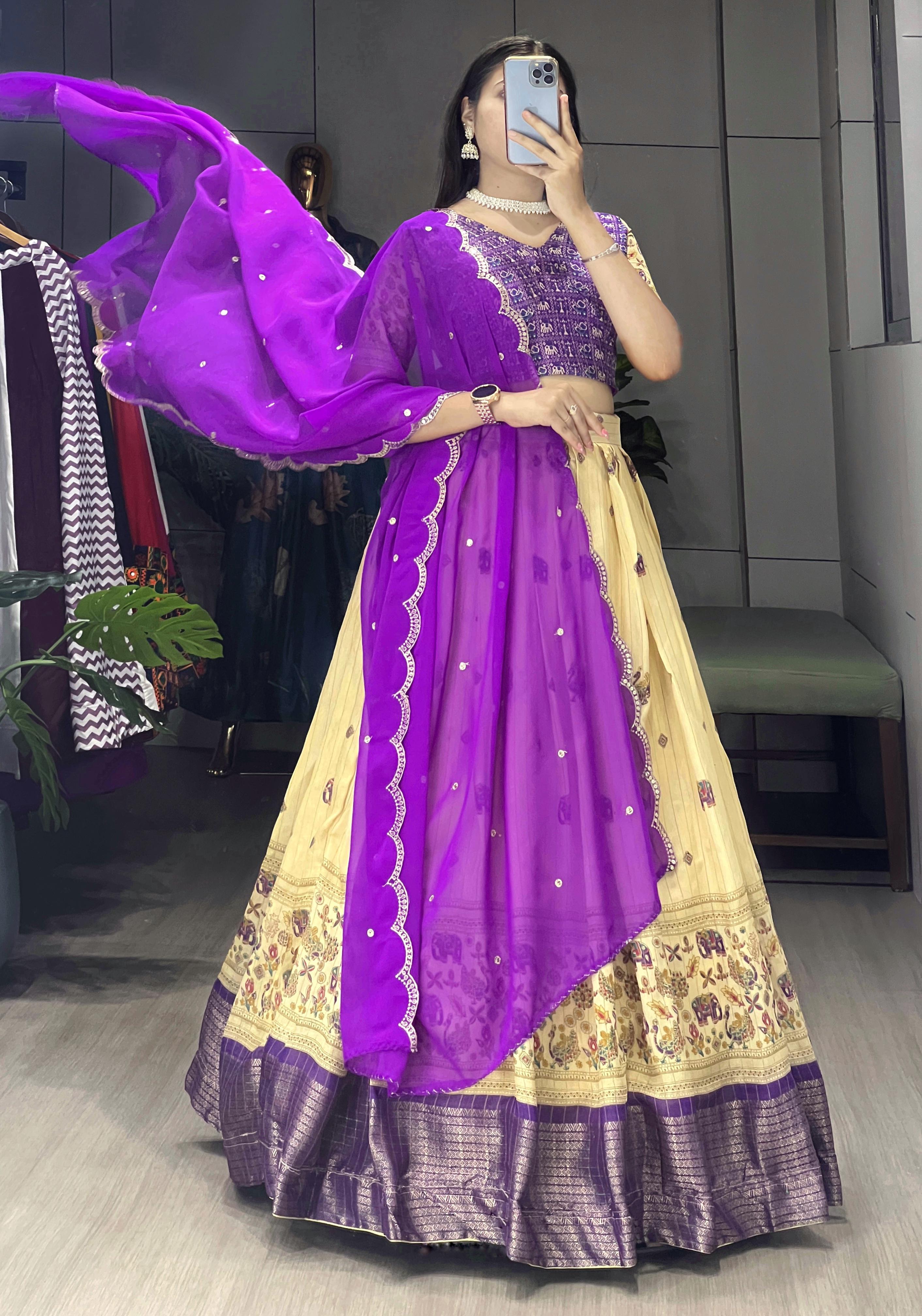 Velcrone Silk Kalamkari Premium Lehenga Set