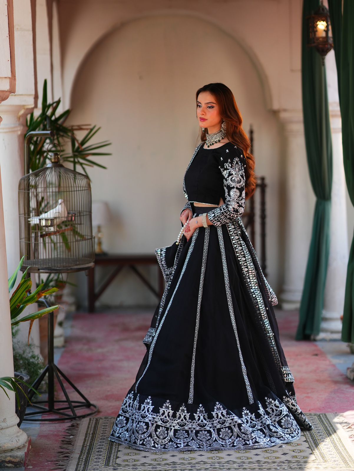 Velcrone Black Velvet Heavy Embroidered Lehenga Set –  Premium Boutique Collection