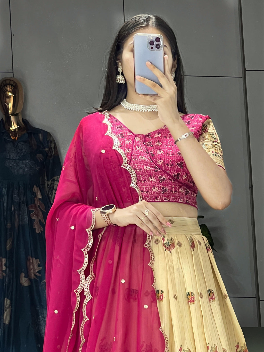 Velcrone Silk Kalamkari Premium Lehenga Set