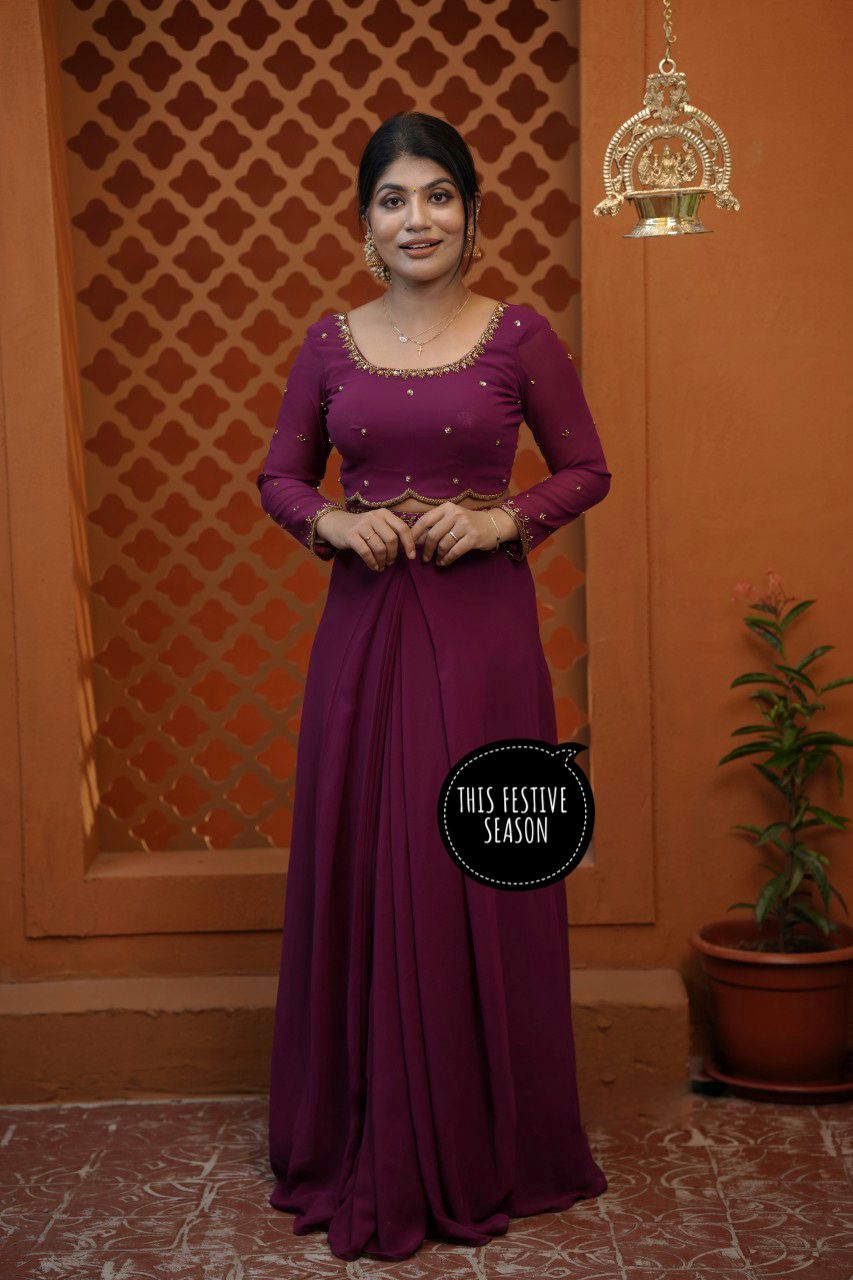 Premium Faux Georgette 3-in-1 Designer Lehenga Koti Dupatta Set With Embroidery Work | Festive Collection