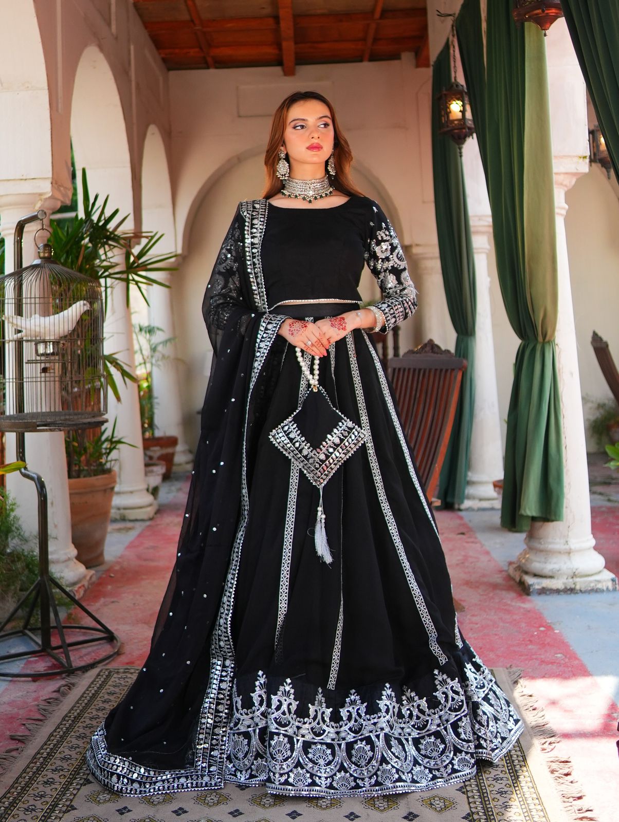 Velcrone Black Velvet Heavy Embroidered Lehenga Set –  Premium Boutique Collection