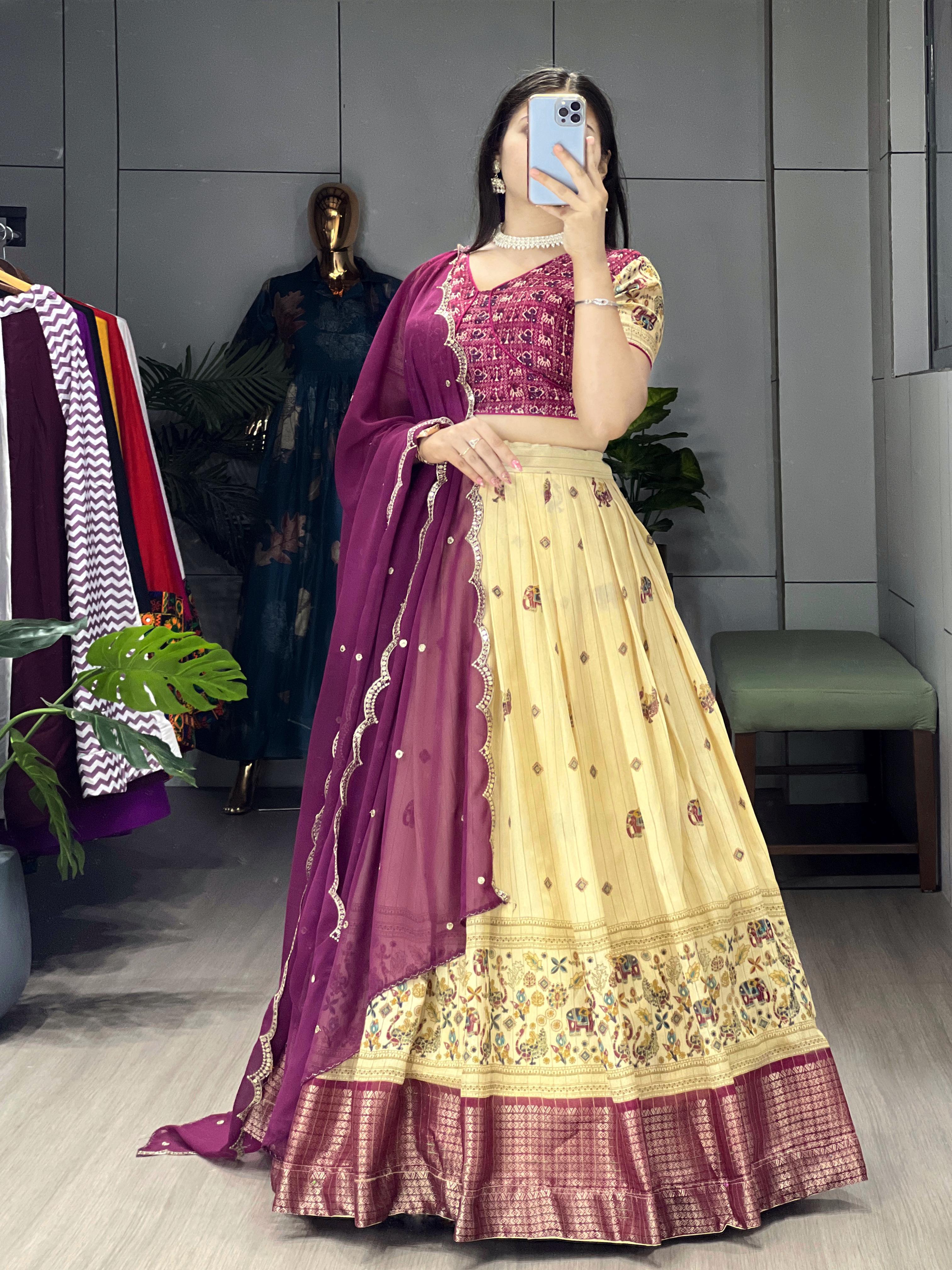 Velcrone Silk Kalamkari Premium Lehenga Set