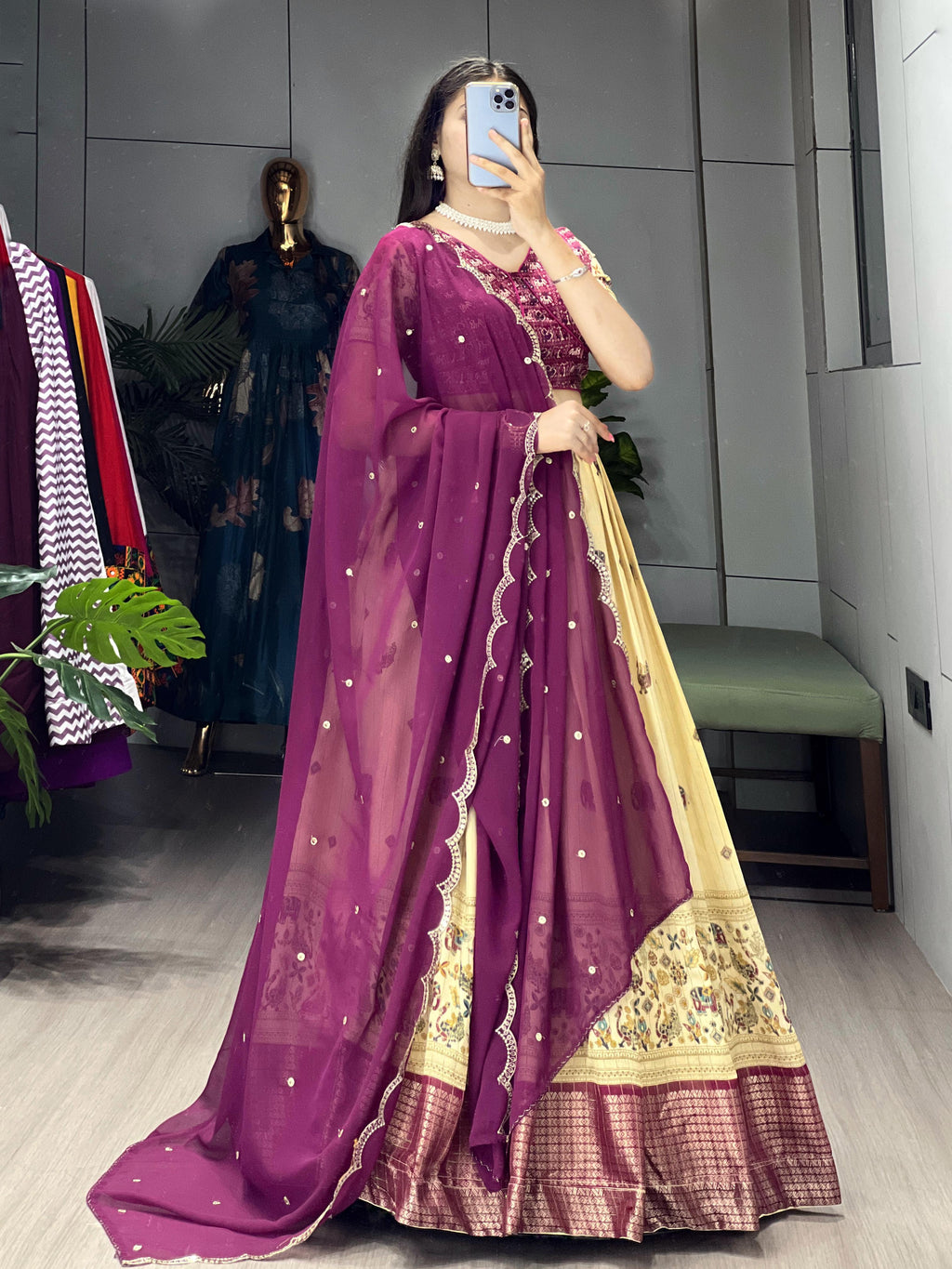 Velcrone Silk Kalamkari Premium Lehenga Set