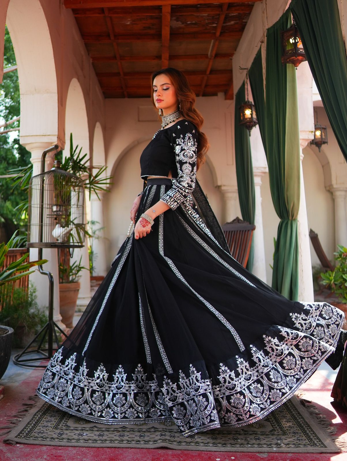 Velcrone Black Velvet Heavy Embroidered Lehenga Set –  Premium Boutique Collection